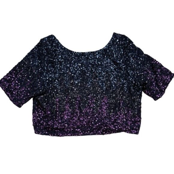 NWT Anthropologie Let Me Be Ombre Cropped Sequined Blouse Medium - Picture 6 of 9